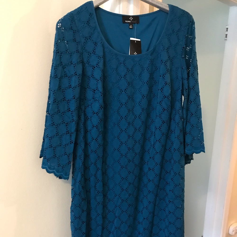 NWT! Blue lace shift dress. Size 1X.